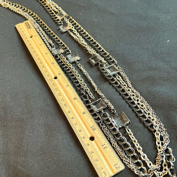 Great piece from NY & Co! Dark and light silver multi chain and crystal necklace - Picture 7 of 8